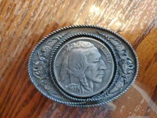 Indian Head Nickel 1937 Belt Buckle By Siskiyou Ashland Oregon 1991 E - 5 Made Usa
