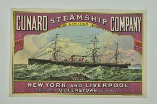 Victorian Trade Card Cunard Steamship Company York Liverpool Trans Atlantic