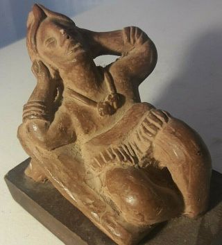 Vintage Mexican Terracotta Aztec Mayan Tribal Figure Folk Art Clay Pottery