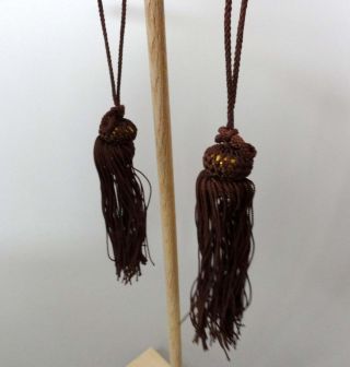 k 09 Pair Weight for Japanese Hanging Scroll Tassel of FUCHIN / Dark brown 2