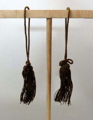 K 16 Pair Weight For Japanese Hanging Scroll Tassel Of Fuchin / Brown