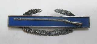 Wwii Sterling Silver Infantryman Combat Rifle Badge Medal & Backs - Blue Enamel
