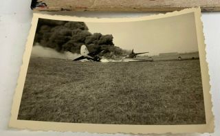 German WWII Photo Aircraft Plane Luftwaffe Fighter Crashed on Fire 2