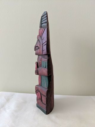 Wooden Hand Carved Painted Small Totem Pole Wood Carving 2