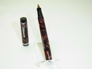 1940´s Unbranded Flaked Celluloid Fountain Pen With Glass Nib Serviced