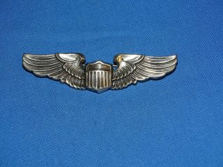 Wwii Aaf Sterling & Meyer Marked Wing,  3 " Pin Back Pb,  Pilot (5)