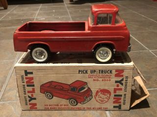 Vintage Nylint Ford Econoline Pickup Truck W/box Red Pressed Steel
