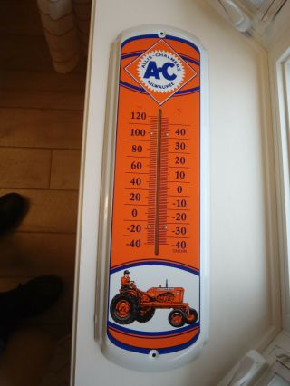 Ac Allis - Chalmers Thermometer Tin Sign Wd 45 Tractor Milwaukee 8 " X 27 " Big One