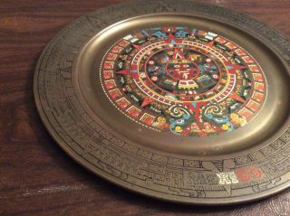 Vintage Pre - Owned - Brass Tray/wall Art Of Mexico/mayan Calendar - 11” Diameter