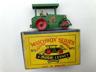 Matchbox Lesney1 Aveling Barford Roller Early Script Box 1950 