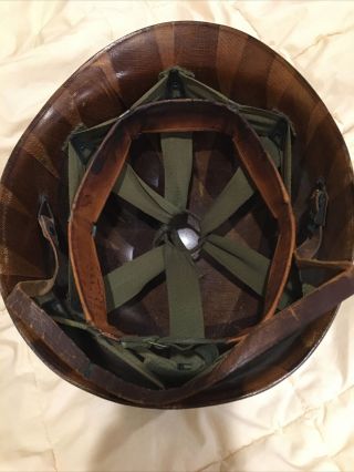 WWII - Era M1 Helmet Liner (Light Green Straps) 3