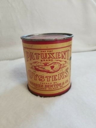 Patuxent Brand Oyster Tin Can Brooms Island Maryland 1 Pint