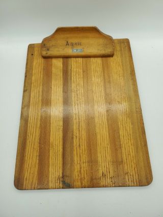 Vintage Globe Wernicke Wood Clip Board Parquet Stripes Wooden Clip 12 X 9 Office