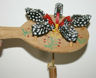 Vintage Wooden Folk Art Toy,  Pecking Chickens,  Hand Made & Painted,  6 1/2 " X 10 "