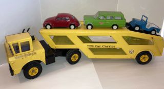 1968 - 1971 Mighty Tonka Car Carrier W/ 3 Tonka Cars