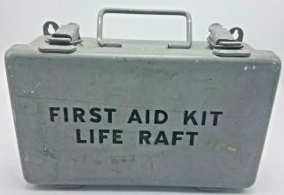 Vintage Wwii “life Raft First Aid Kit” Full Metal Box With Tight Waterproof Seal