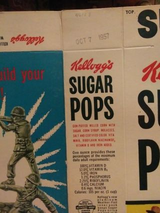 Vintage kellogg ' s Sugar Pops cereal box Dated Oct 7,  1957 2