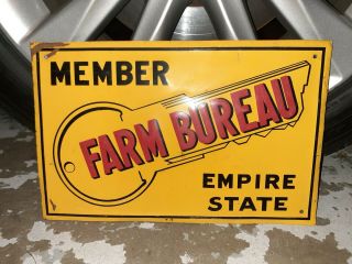 C.  1950s Vintage Member Farm Bureau Sign Empire State York Embossed