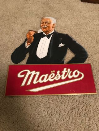 Maestro Cigar Sign Carboard Display Country Store Gas Oil Advertising