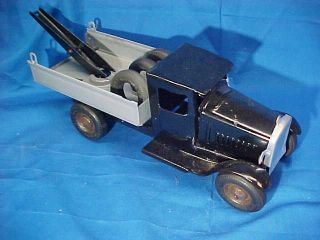 1930s Metal Craft Pressed Steel Goodrich Silvertown Tires Toy Wrecker Truck