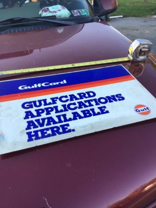 Gulf Gas Oil Station Credit Cards Sign Double Sided 19 X 12 Inches