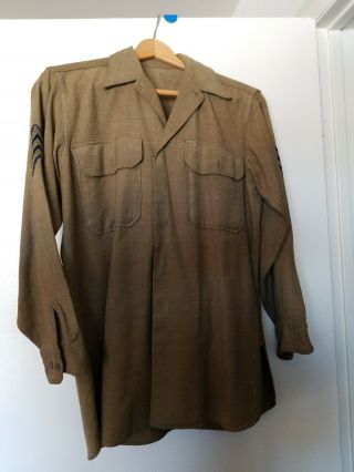 Vintage Wwii - 1950s Era Us Army Wool Shirt Small / 14 1/2 - 32