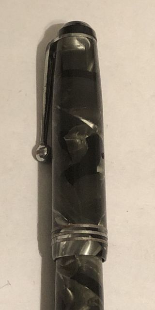 Vintage SEC.  S.  Parker USA Fountain Pen Marble Looking Gray Silver Black 2