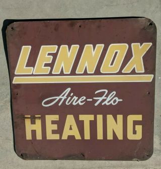 Vintage Lennox Aire Flo Heating Metal Sign Industrial