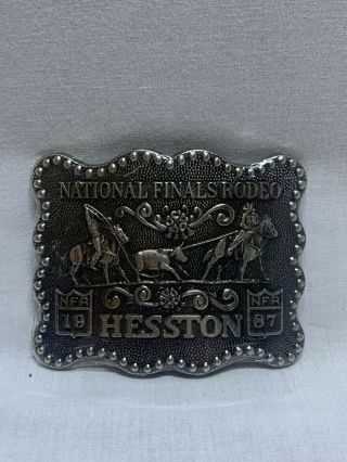 1987 Nfr National Finals Rodeo Vintage Hesston Western Belt Buckle Factory Seal