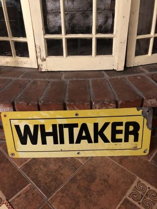 Vintage Porcelain Large Whitaker Oil Well Lease Sign 9”x25”