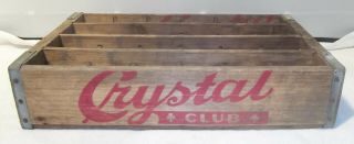 Vintage Crystal Club Soda Beverage Bottle Wood Carry Case Crate Scranton Pa