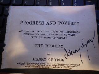 Henry George 1879 Signature On Partial Page Progress And Poverty