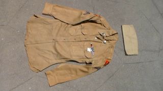Us Ww2 To Korean War Era Army Summer Khaki Tan Shirt 45th Inf Div & 25th Inf Div