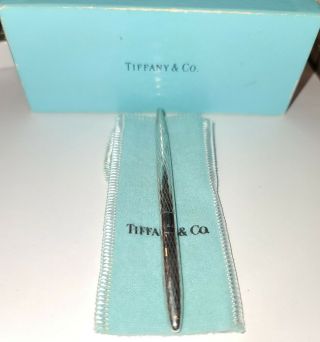 Tiffany And Co.  Sterling Silver Ball Point Purse Pen With Bag And Box
