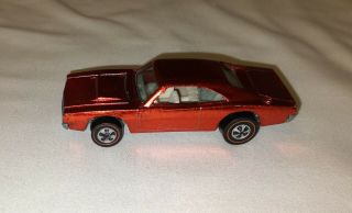Hot Wheels Redline 1969 Custom Dodge Charger,  Hemi,  Red - White Interior - Usa