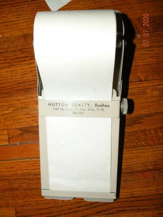Vintage Desk Roll Note Paper With Compartment With Realty Advertising