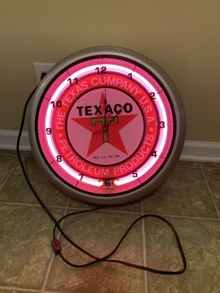 Texaco Neon Advertising Clock Sign