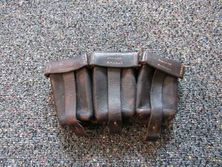Wwii German K98 Black Pebbled 3 - Cell Ammo Pouch 1940 Dated And Marked Dividers