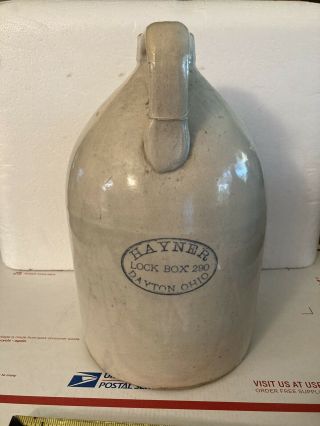 Vintage Hayner Lock Box 290 Dayton,  Ohio 2 Gallon Stoneware Crock Jug Whiskey