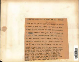 Press Photo Chinese War Propaganda Leaflet from the United States Air Force 2