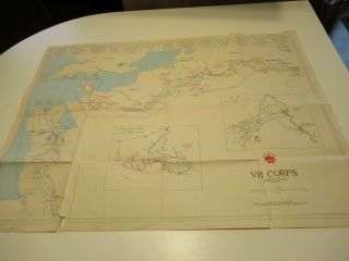 Wwii " Vii Corps Map (route Of Travel Map From D - Day To V - E Day)