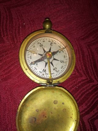 Vintage Us Military Issue Wwii Brass Pocket Survival Compass Marked U.  S.  C.  E