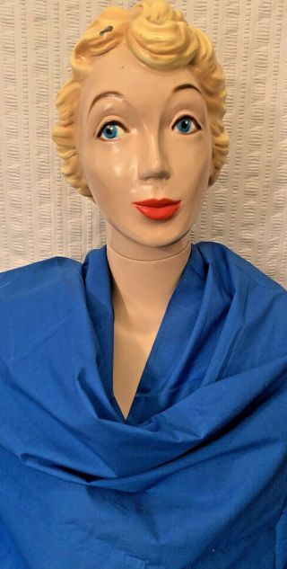 Vintage Female Mannequin Head Torso Display 1950s Or 1940s Inspired