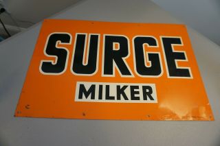 Surge Milker Advertising Painted Orange Metal Sign 18 X 12 Inch