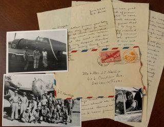 Wwii Letter Group 9th Fighter Squadron,  49th Fighter Group.  P - 38,  P - 47 1 Victory