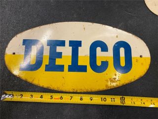 Vintage Delco Remy Sign Advertising Battery Metal Painted Gas Oil Auto