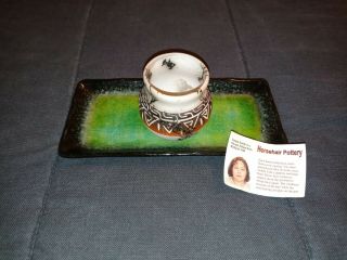 Native American Navajo Horsehair Pottery Pot Signed Tannia Smith With Card