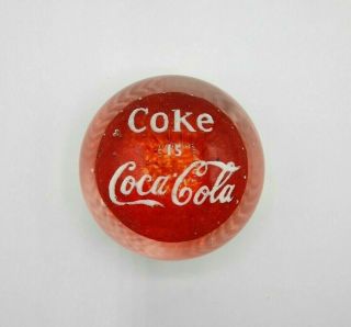 Vintage Red Coke Is Coca - Cola Glass Collectible Paperweight