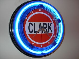 Clark Oil Gas Service Station Advertising Garage Man Cave Neon Clock Sign