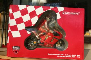 Casey Stoner.  Ducati Team.  Australia Gp 2007 Minichamps 1/12 Scale.  122 070097